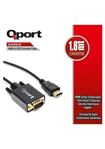 çınar ticaret qport q-hvg18 hdmı to vga 1,8mt dönüştürücü kablo fiyatları