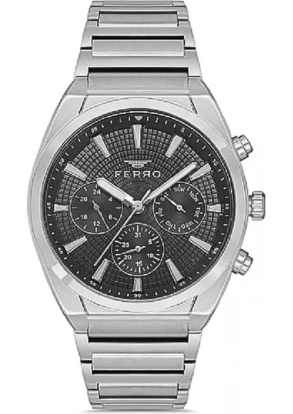 Ferro Gümüş Renk Çelik Kordon Erkek Kol Saati Fonksiyonları Aktif 3 Atm Su Geçirmez TH-FM11451A-A2