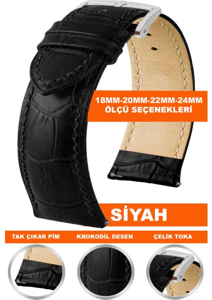 18MM-20MM-22MM-24MM Saatlerle Uyumlu Soft Deri Saat Kordonu Kayışı Kroko