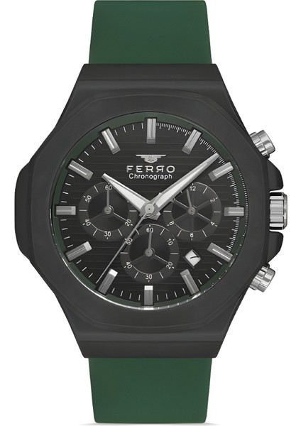 Ferro Yeşil Silikon Kordon Erkek Kol Saati Fonksiyonları Aktif 3 Atm Su Geçirmez TH-FM31348DWT-ZF2