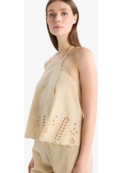 Regular Fit Brode Boyundan Bağlamalı Bluz E0601AX25SM