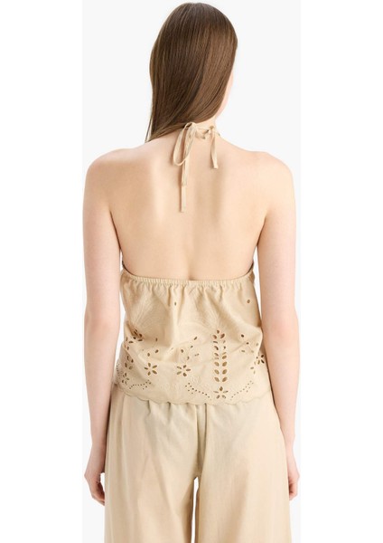 Regular Fit Brode Boyundan Bağlamalı Bluz E0601AX25SM