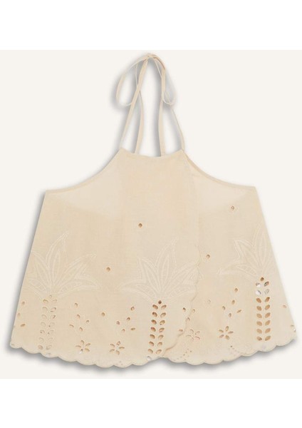 Regular Fit Brode Boyundan Bağlamalı Bluz E0601AX25SM