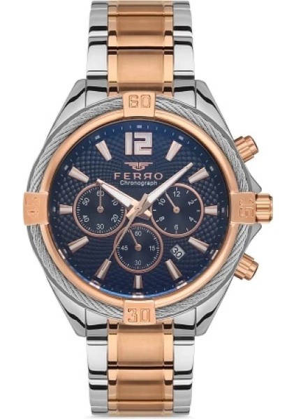 Ferro Çelik-Silikon Değiştirebilir Çift Kordunlu Erkek Kol Saati TH-FM31248DA-E3