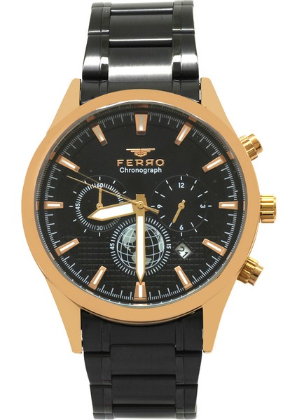 Ferro Siyah Renk Çelik Kordonlu Erkek Kol Saati TH-FM31215A-R