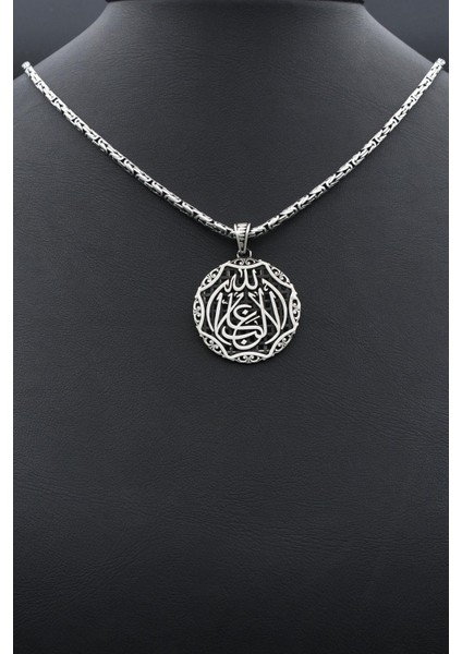 La Galibe Illallah - Allah'tan Başka Galip Yoktur Yazlı 925 Ayar Gümüş Kolye Kral Zincir 2mm 902423 indirimleri