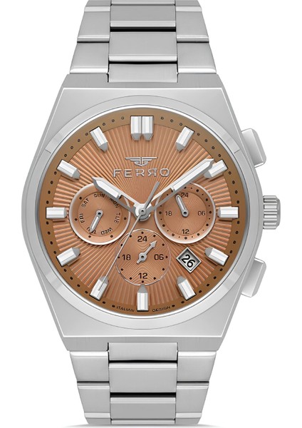 Ferro Gümüş Renk Çelik Kordon Erkek Kol Saati Fonksiyonlar Aktif 3 Atm Su Geçirmez TH-FM43027A-A7