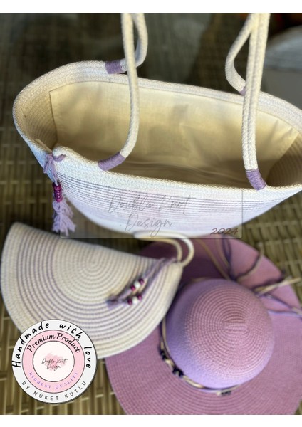 Vero 3lü Takım Plaj Çantası , El Çantası Clutch, Şapka, Totebag,çanta, Yazlık, Hediyelik,