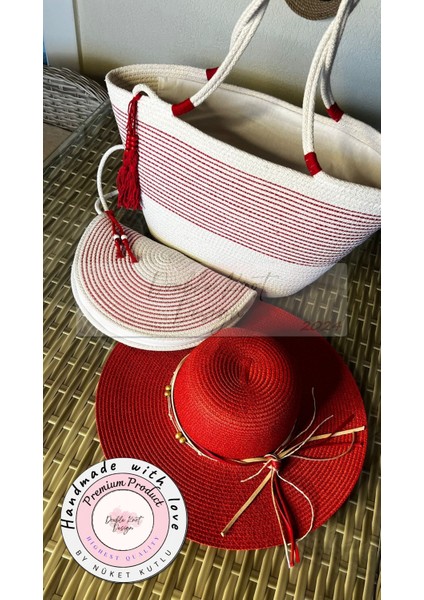 Vero 3lü Takım Plaj Çantası , El Çantası Clutch, Şapka, Totebag,çanta, Yazlık, Hediyelik, fiyatları