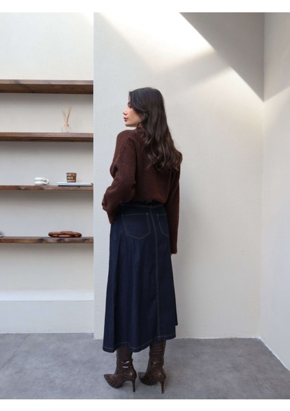 Kemerli Cepli Kot Etek modelleri