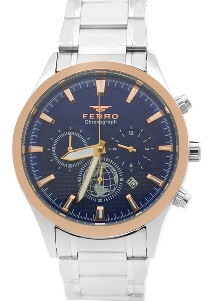 Ferro Gümüş Renk Çelik Kordonlu Erkek Kol Saati TH-FM31215A-E3