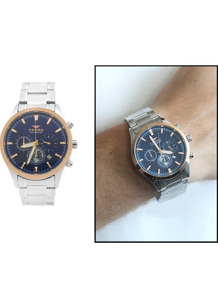 Ferro Gümüş Renk Çelik Kordonlu Erkek Kol Saati TH-FM31215A-E3 modelleri