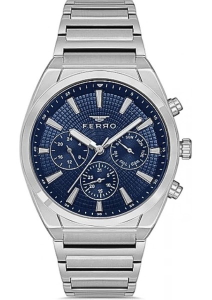 Ferro Gümüş Renk Çelik Kordon Erkek Kol Saati Fonksiyonları Aktif 3 Atm Su Geçirmez TH-FM11451A-A3