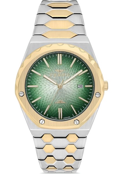 Ferro Sarı Gümüş Renk Çelik Kordon Erkek Kol Saati Fonksiyonlar Aktif 3 Atm Su Geçirmez FM40133A-D6