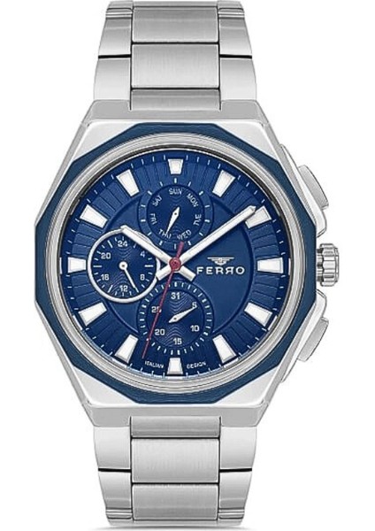 Ferro Gümüş Renk Çelik Kordon Erkek Kol Saati Fonksiyonları Aktif 3 Atm Su Geçirmez TH-FM11590AWT-L3