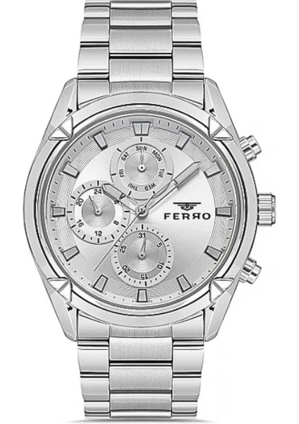 Ferro Gümüş Renk Çelik Kordon Erkek Kol Saati Fonksiyonları Aktif 3 Atm Su Geçirmez