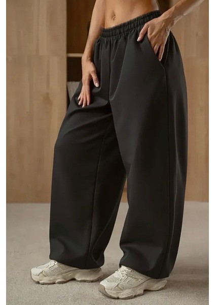 Kalın Kışlık Bol Tarz Eşofman Altı Şardonlu Kadın Erkek Gri / Siyah fırsatları