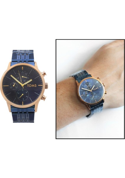 Toms Lacivert Renk Çelik Kordonlu Erkek Kol Saati TH-TM1911A-1018-T modelleri