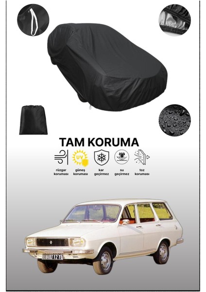 Siyah Renault 12 Variable Uyumlu Araba Brandası, Koruyucu Örtü, Oto Branda