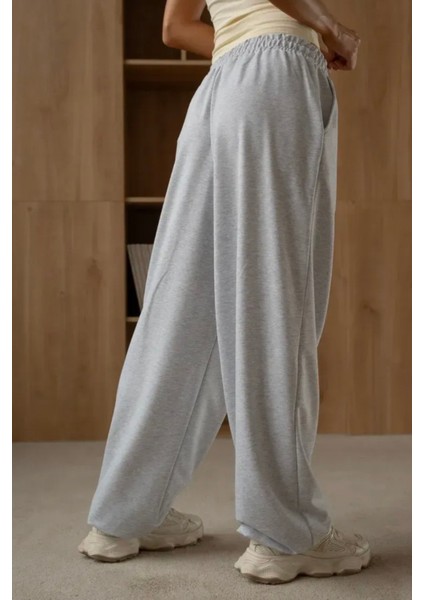 Kalın Kışlık Bol Tarz Eşofman Altı Şardonlu Kadın Erkek Gri / Siyah modelleri