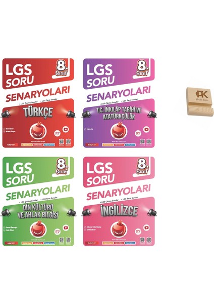 Nartest Lgs 8. Sınıf Türkçe Inkılap Din ve Ingilizce Çıkmış Sorular 4lü Set + Telefon Standı