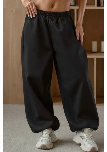 Kalın Kışlık Bol Tarz Eşofman Altı Şardonlu Kadın Erkek Gri / Siyah indirimleri