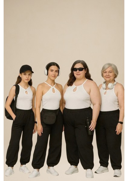 Kalın Kışlık Bol Tarz Eşofman Altı Şardonlu Kadın Erkek Gri / Siyah