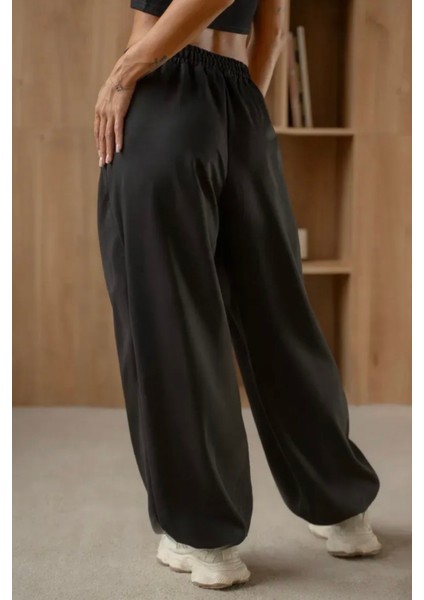 Kalın Kışlık Bol Tarz Eşofman Altı Şardonlu Kadın Erkek Gri / Siyah