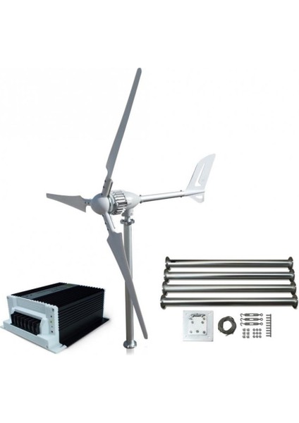 İsta Breeze İ-700 W 12V/24V/48V Rüzgar Türbini + Hibrit Şarj Kontrol Cihazı + Direk Seti