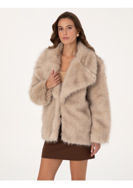 Kadın Bej Melanj Comfort Fit Mont 50314250-VR156