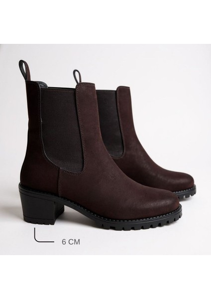 Acı Kahve Lüx Süet Iki Yandan Lastikli Kalın Topuklu Yuvarlak Burunlu Kadın Chelsea Bot modelleri