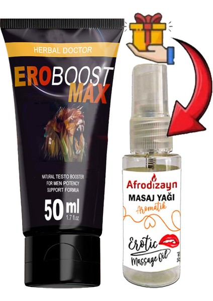Eroboostmax: 1 Tane Erkeklerin Gecesine Özel 50 ml Boost Krem + Afrodizayn Masaj Yağı