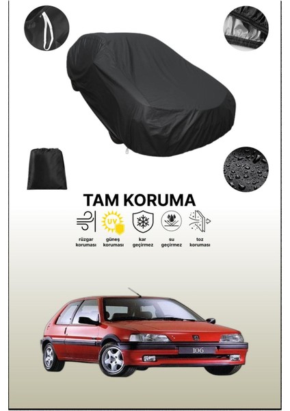 Siyah Peugeot 106 1 Uyumlu Araba Brandası, Koruyucu Örtü, Oto Branda