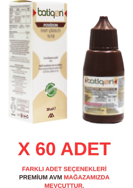 (60 Adet) 30 ml Povidon Iyot Çözeltisi %10 | Antiseptik Cilt Temizleme Solüsyonu