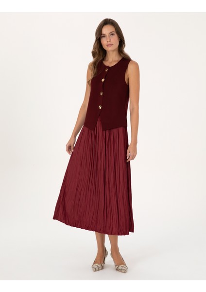 Kadın Vişne A Kesim Dokuma Etek 50315695-VR223