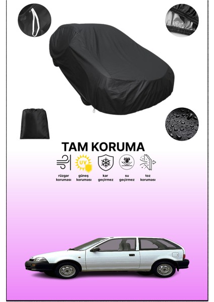 Siyah Suzuki Swift 3 Kapılı 1991 - 1996 Uyumlu Araba Brandası, Koruyucu Örtü, Oto Branda