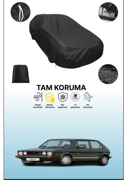 Siyah Volkswagen Golf Iı 3 Kapılı 1983 - 1992 Uyumlu Araba Brandası, Koruyucu Örtü, Oto Branda