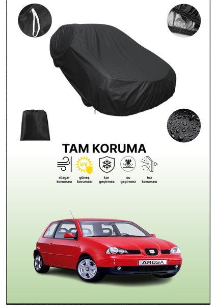 Siyah Seat Arosa 2001 - 2004 Uyumlu Araba Brandası, Koruyucu Örtü, Oto Branda