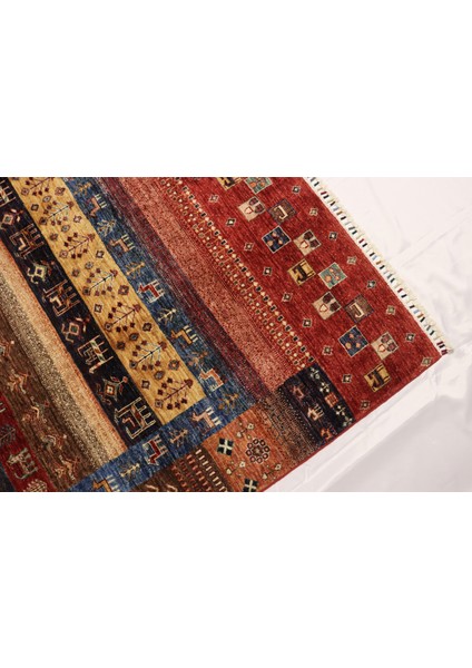 El Dokuma Afgan Halı Yün Kök Boya Gebbeh Kırmızı