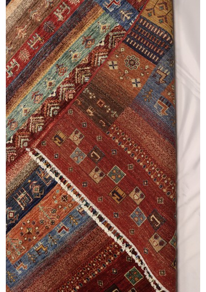 El Dokuma Afgan Halı Yün Kök Boya Gebbeh Kırmızı