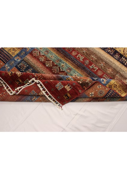 El Dokuma Afgan Halı Yün Kök Boya Gebbeh Kırmızı