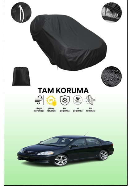 Siyah Toyota Corolla (Us) 2002 - 2008 Uyumlu Araba Brandası, Koruyucu Örtü, Oto Branda
