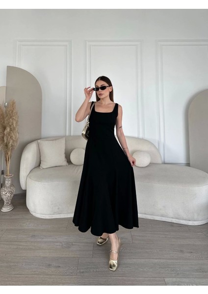 Sırt Dekolteli Kolsuz Uzun Elbise - Siyah fiyatları