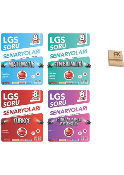 Nartest Lgs 8. Sınıf Matematik Fen Türkçe ve Inkılap Çıkmış Sorular 4lü Set + Telefon Standı