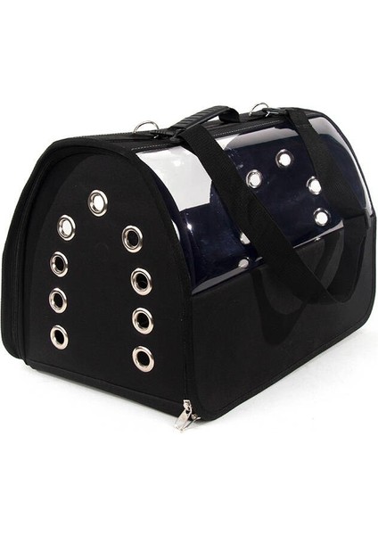 Kedi Köpek Şeffaf Taşıma Çantası Büyük Boy Siyah 30X30X49 cm