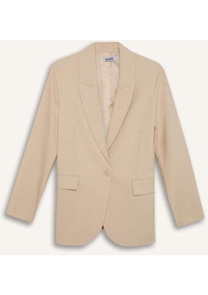 Kruvaze Yaka Cepli Blazer Ceket