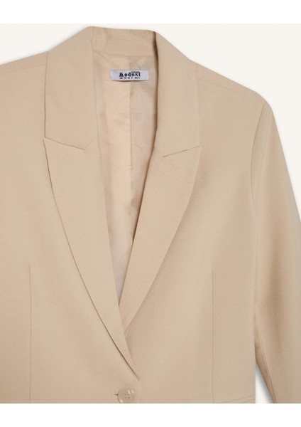 Kruvaze Yaka Cepli Blazer Ceket
