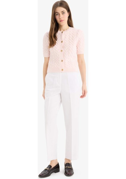 Regular Fit Bisiklet Yaka Triko Kısa Kollu Hırka E6882AX25SM