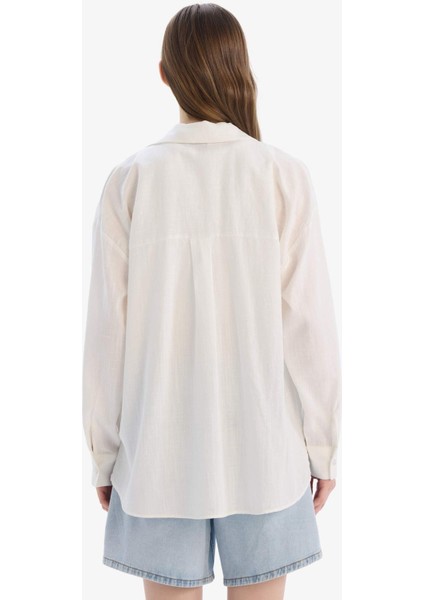 Oversize Geniş Kalıp Müslin Uzun Kollu Gömlek X2232AZ25SP