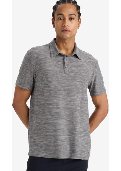 Esnek Kumaş Standart Fit Polo Yaka Sporcu Kısa Kollu Tişört D9241AX25SP